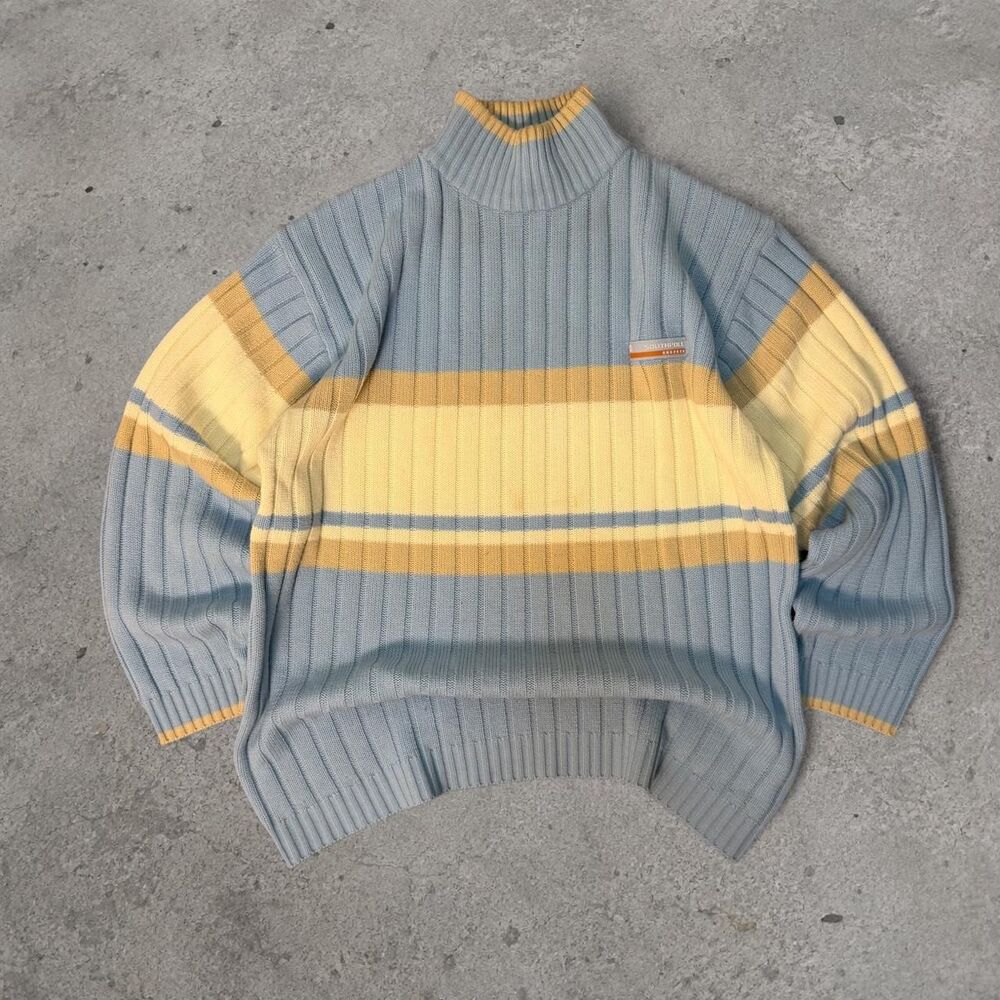 Y2K 2000’s Southpole Chunky Sweater Striped Light Blue Men’s Size XL